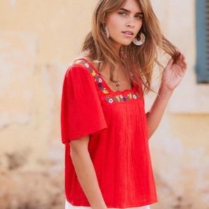 Sézane Red Bea Blouse